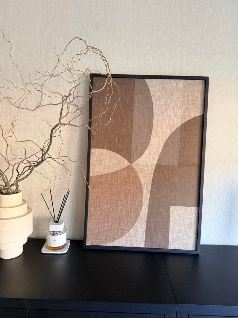 Wanddecoratie/ schilderij textiel By-Boo bruin taupe beige, Overige typen, Ophalen of Verzenden, Zo goed als nieuw, 75 cm of meer