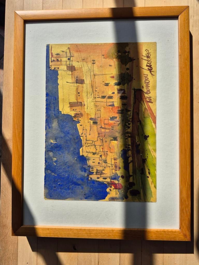 Abstract schilderij in lijst, Antiek en Kunst, Ophalen