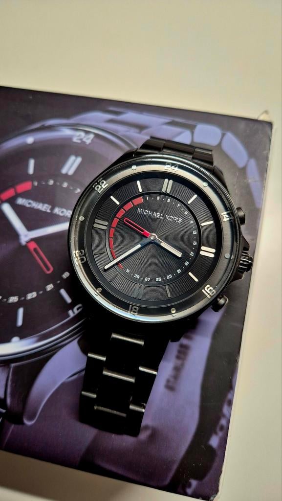 Michael Kors Hybrid Smartwatch – Zwart Staal – MKT4015, Ophalen of Verzenden, Zo goed als nieuw, Staal, Overige merken