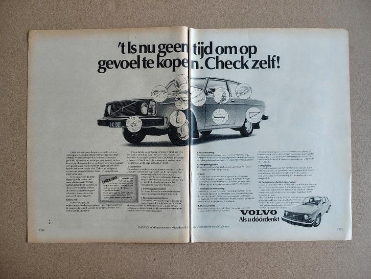 Reclame (uit oud tijdschrift) Volvo 242 DL (1975), Verzamelen, Automerken, Motoren en Formule 1, Gebruikt, Auto's, Verzenden