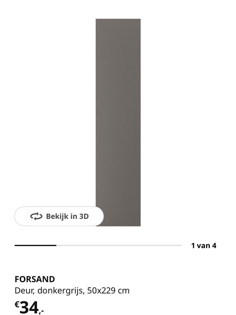 2 IKEA Pax deuren 236 cm hoog - Donkergrijs, Ophalen, Overige materialen, 200 cm of meer, Nieuw