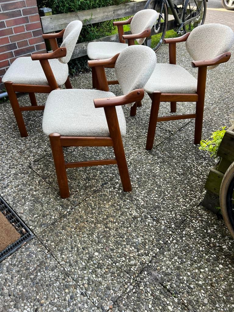 Design teak stoelen Schou Andersen, Huis en Inrichting, Ophalen, Gebruikt, Bruin, Deens 60s