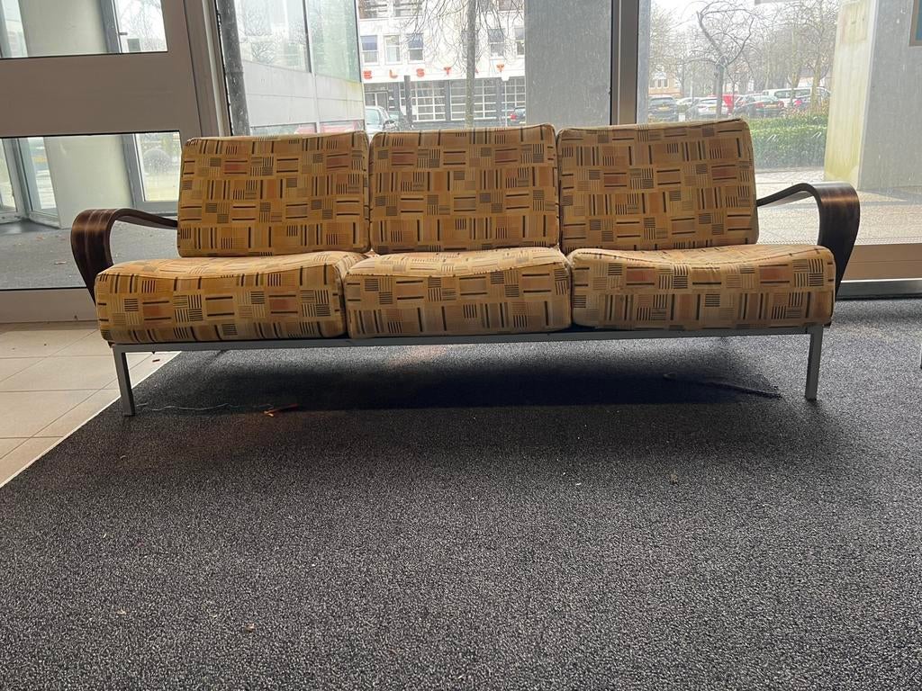 Vintage design 3-persoons projectbank, Ophalen, Gebruikt, 75 tot 100 cm, Tweepersoons