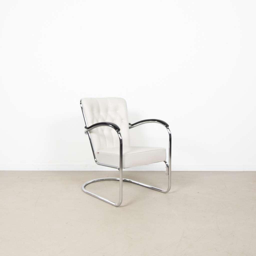 1x Gispen 412S Fauteuil Wit Leer