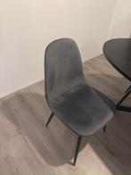 4 grijze velvet eetstoelen | Zwarte poten | Nog nieuw, Huis en Inrichting, Stoelen, Ophalen, Zo goed als nieuw, Grijs, Vier