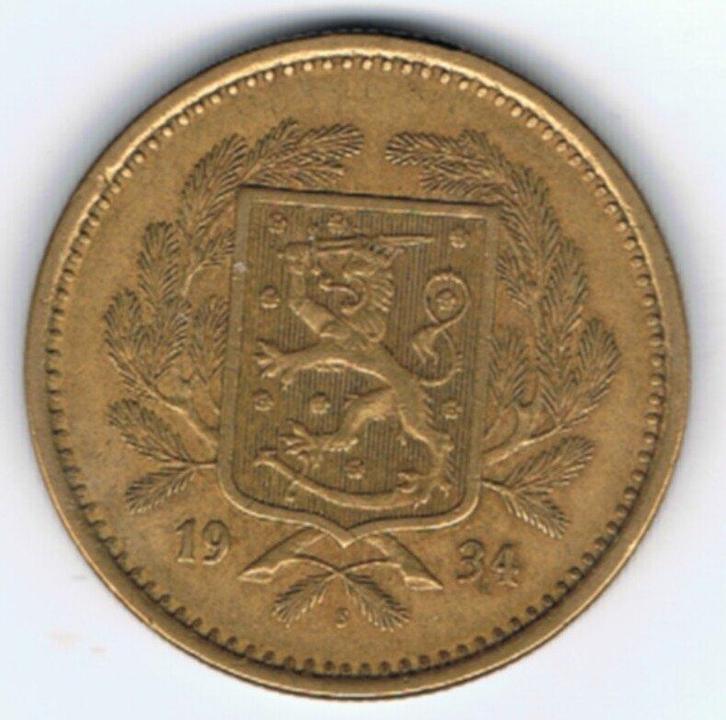 23-723 Finland 20 mark 1934S, Postzegels en Munten, Munten | Europa | Niet-Euromunten, Losse munt, Overige landen, Ophalen of Verzenden