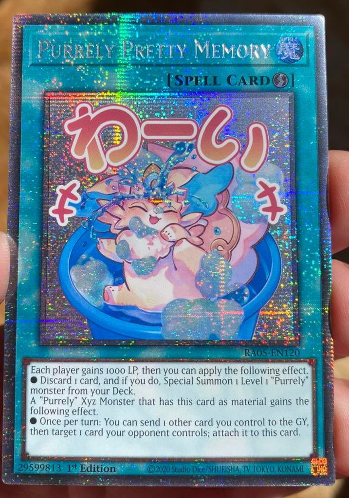 Yu-Gi-Oh! Purrely Pretty Memory RA05 1st Starlight Rare !, Hobby en Vrije tijd, Ophalen of Verzenden, Zo goed als nieuw, Losse kaart