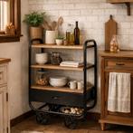 SHOWROOM Bakkerskar Keukentrolley Koffiewagen Kar Zwart, Verzenden