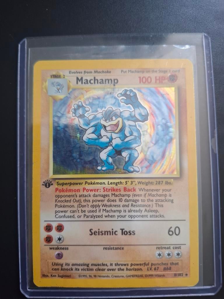 Machamp 8/102 Holo Foil Pokémon  (Base Set) first edition, Hobby en Vrije tijd, Verzamelkaartspellen | Pokémon, Ophalen of Verzenden