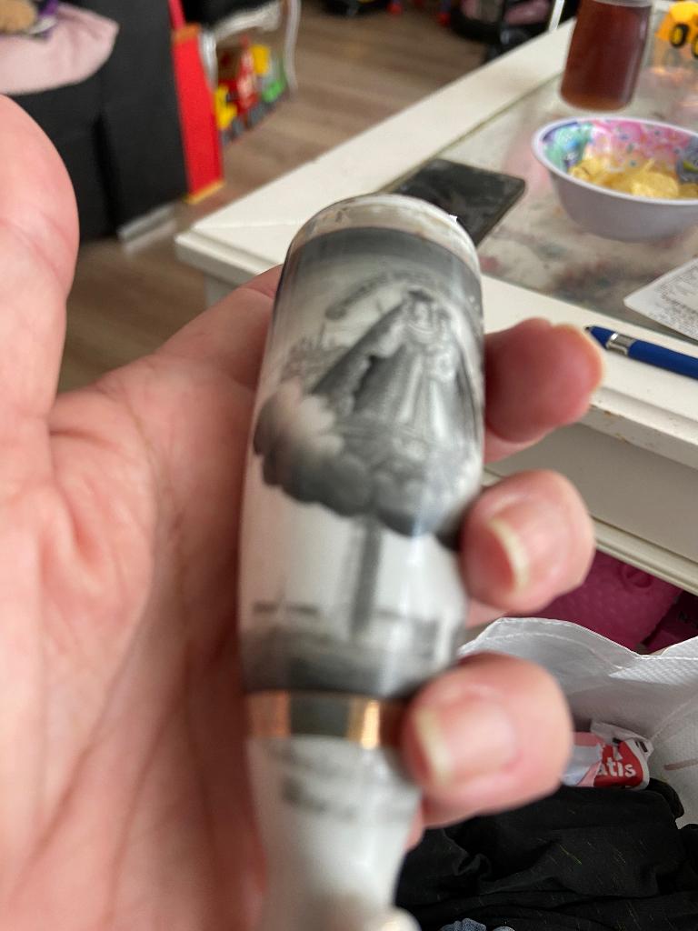 antieke pijpenkop met maria kevelaar afbeelding, Ophalen of Verzenden, Gebruikt, (Water)pijp