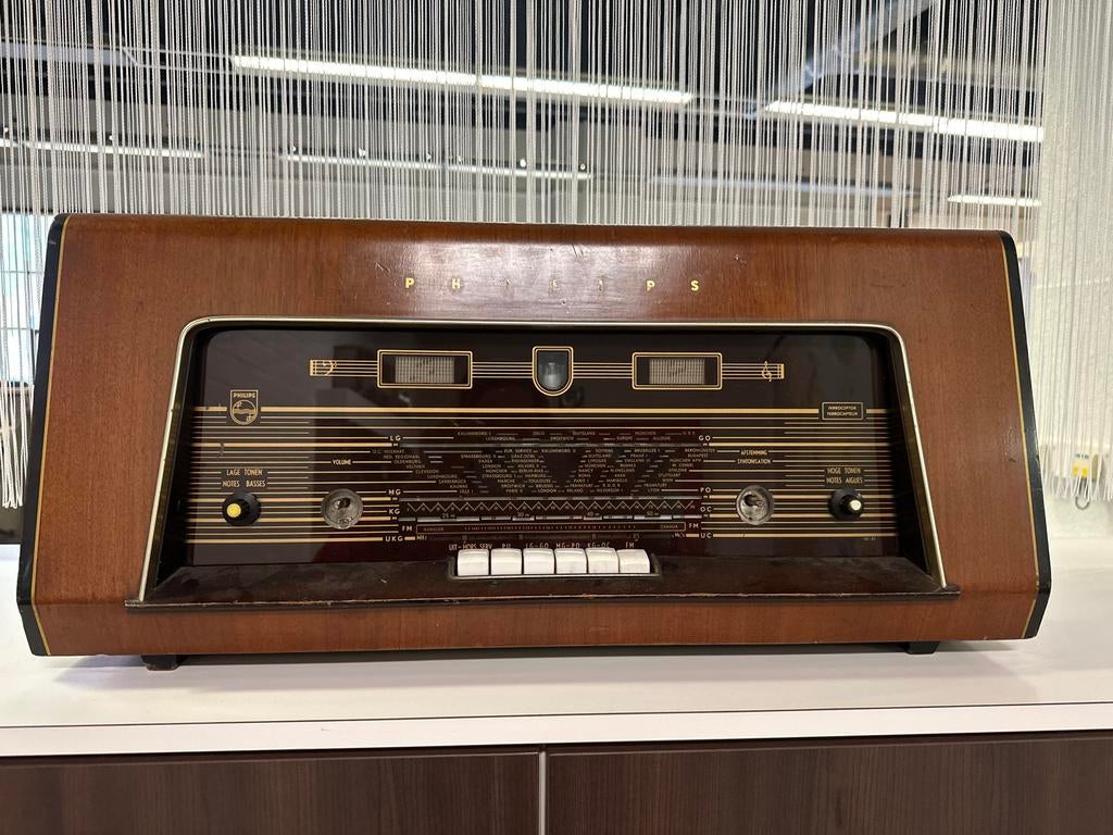 Vintage Philips Radio - Jaren '50 buizenradio, Ophalen of Verzenden, Gebruikt, Radio