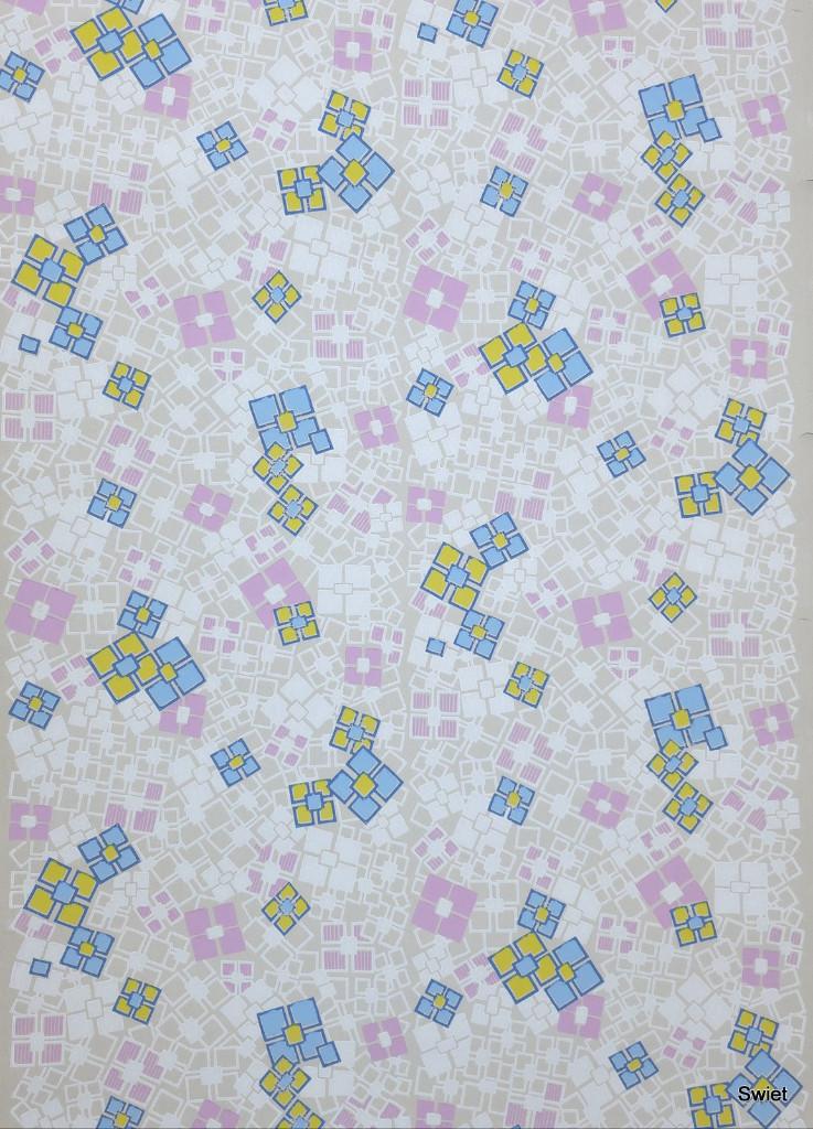 6999 Vintage jaren 50 behang met originele zelfkant swiet, Huis en Inrichting, Stoffering | Behang, Verzenden, Minder dan 10 m²