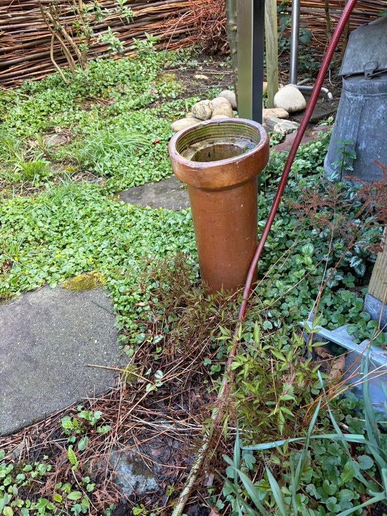 Decoratieve oude riolering gres buizen als bloembak, Tuin en Terras, Ophalen, Gebruikt