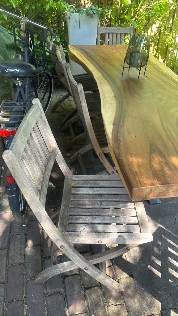 Teak houten tuinstoelen 6x, Tuin en Terras, Ophalen, Gebruikt, Teakhout