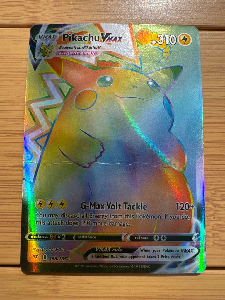 Pikachu VMAX Rainbow Rare Pokémon Kaart 188/185, Hobby en Vrije tijd, Verzamelkaartspellen | Pokémon, Ophalen of Verzenden, Zo goed als nieuw