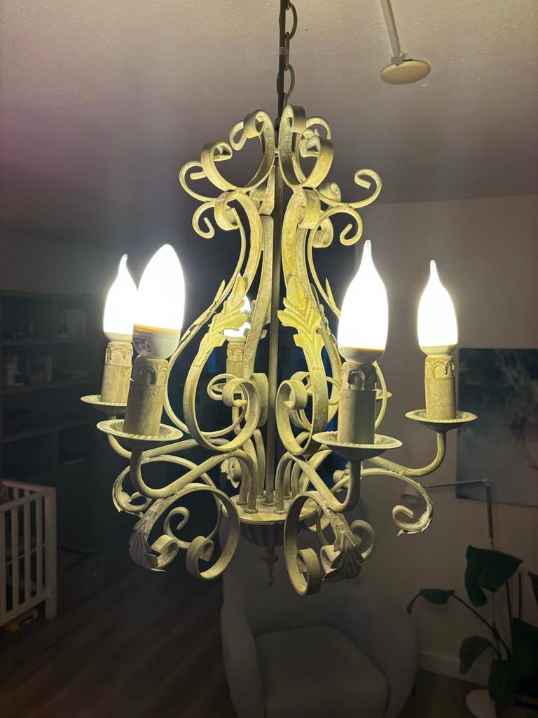 Brocante Kroonluchter - Perfect voor Landelijk Interieur, Ophalen, Gebruikt, Metaal