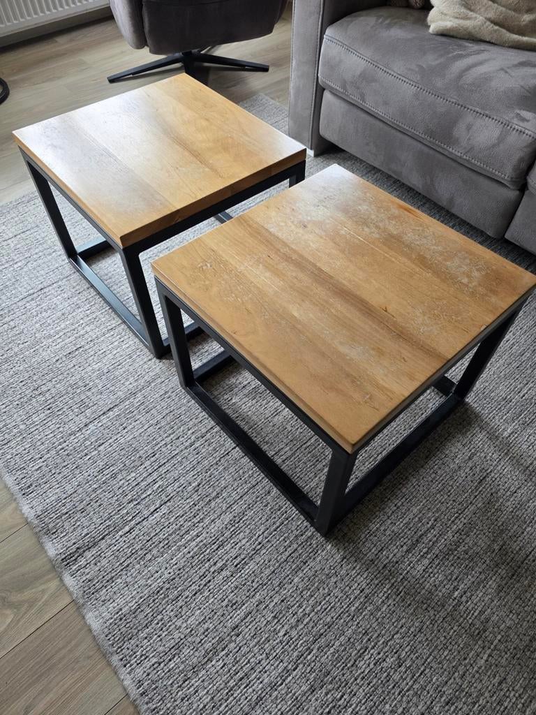 Salontafel bijzettafel industriële tafels, Ophalen, 50 tot 100 cm, Vierkant, 50 tot 100 cm