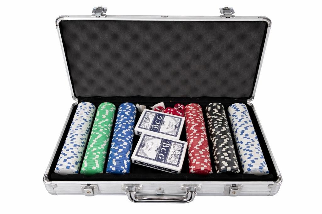 Pokerset in aluminium koffer. 300 chips. Zware kwaliteit, Hobby en Vrije tijd, Gezelschapsspellen | Kaartspellen, Zo goed als nieuw