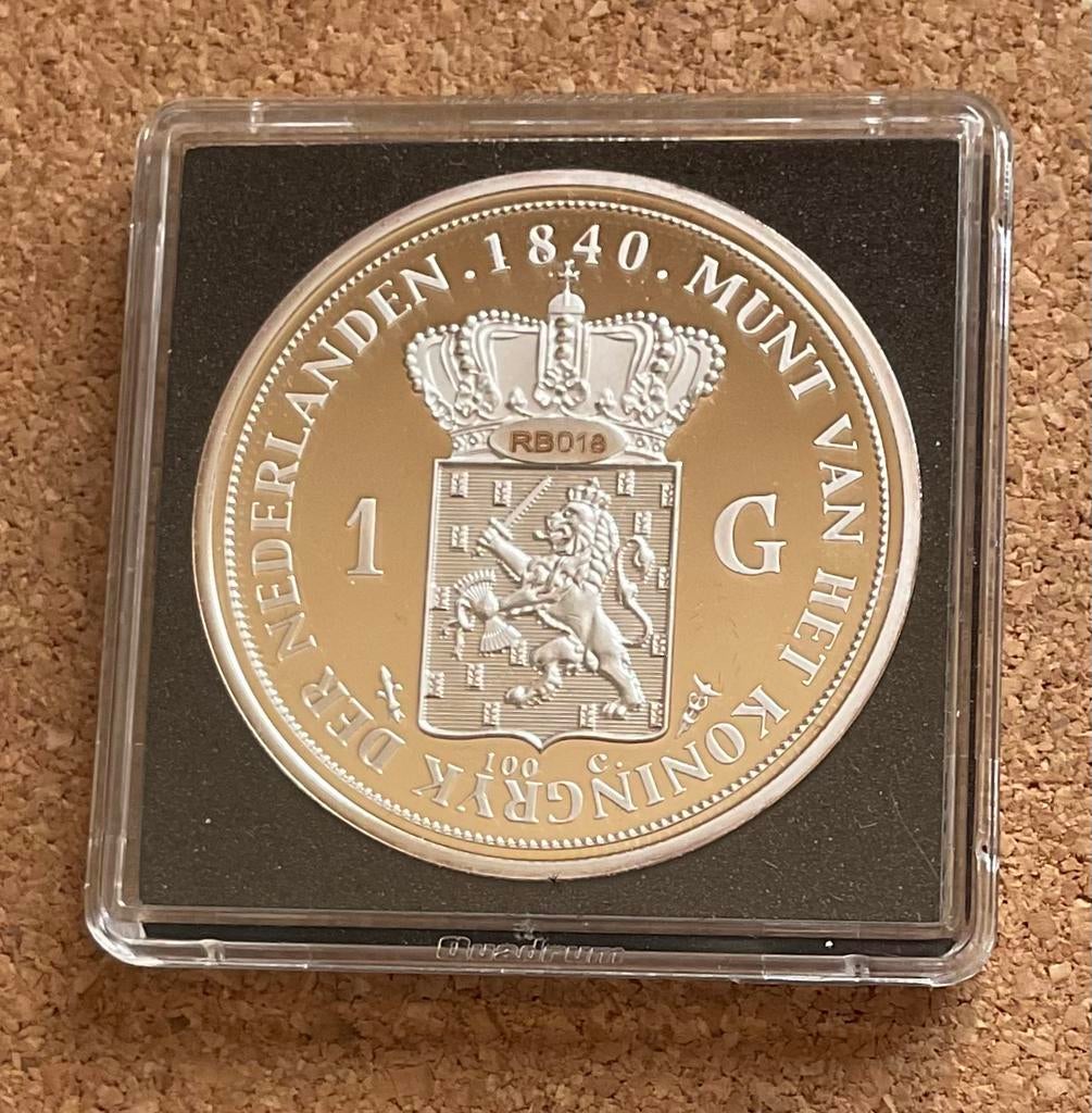 Penning / Replica - Nederland 1 Gulden 1840 Willem II., Postzegels en Munten, Ophalen of Verzenden, Overige materialen, Nederland