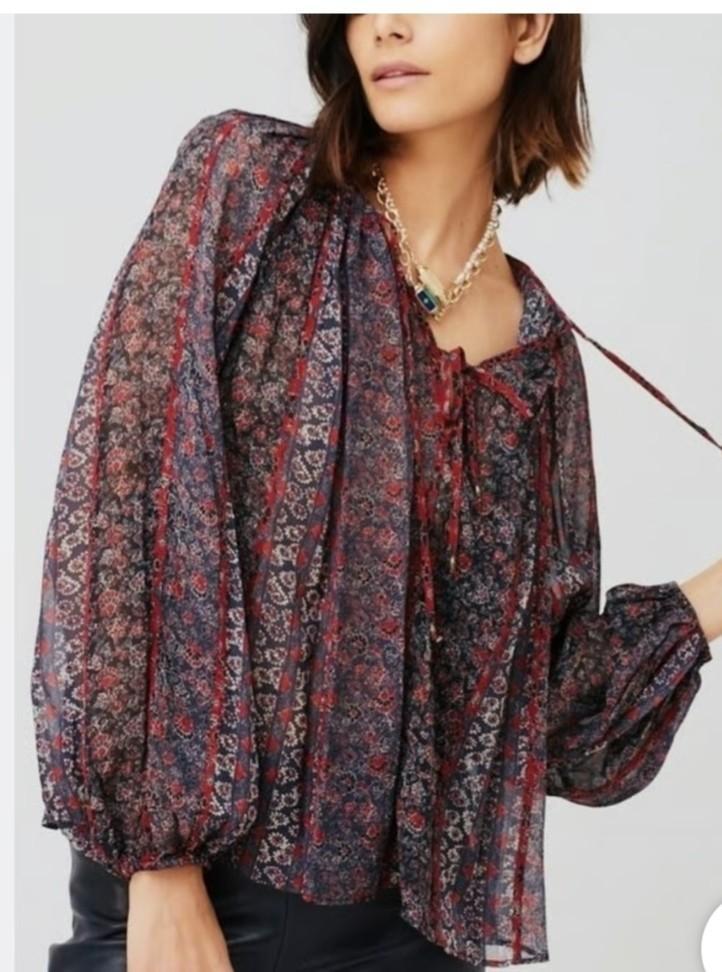 Ulla Johnson deetra blouse zijde Bohème Ibiza folklore L, Kleding | Dames, Blouses en Tunieken, Zo goed als nieuw, Maat 42/44 (L)