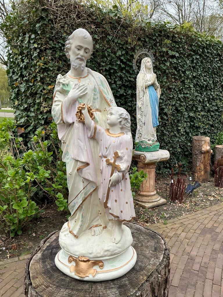 Antiek heiligenBeeld ❤️ St. Jozef met Kindje Jezus, Ophalen of Verzenden
