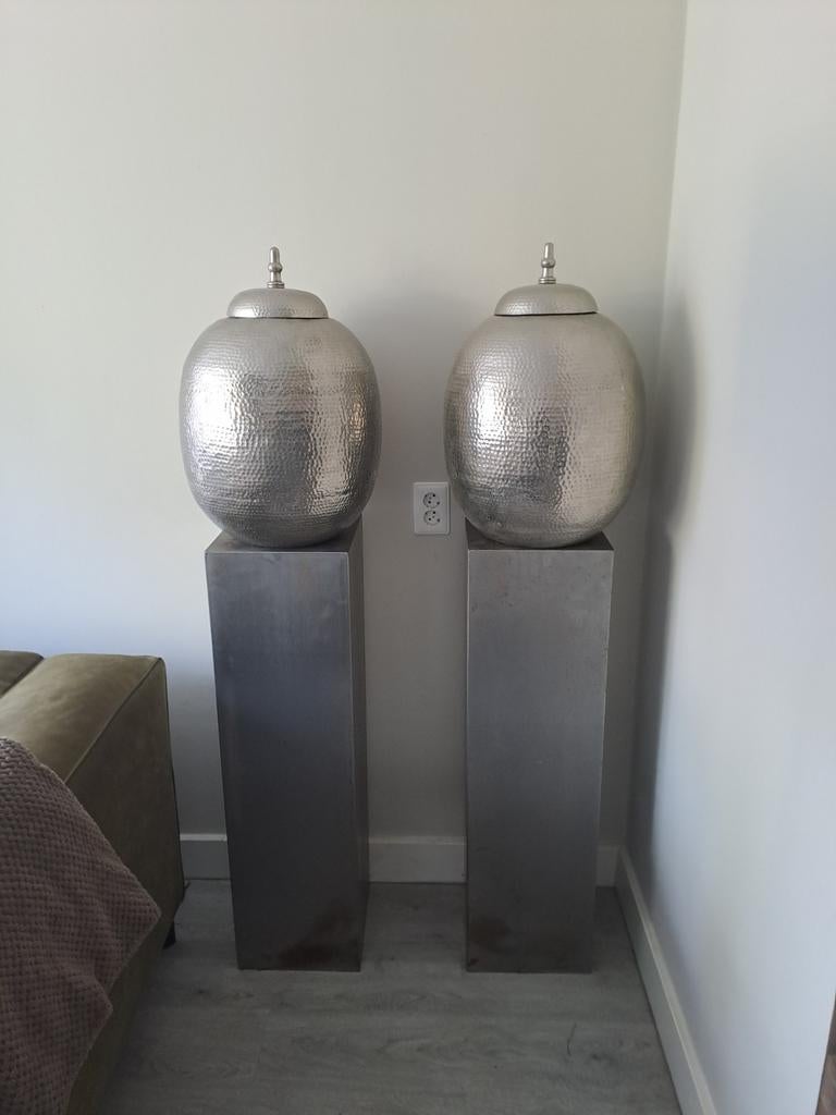 2 zgan grote sierpotten, Ophalen, Overige materialen, Rond, Binnen