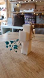 Paraffinevrije Kruiskaars met Droogbloemen - Handgemaakt, Ophalen of Verzenden, Nieuw, Religieus, Rustiek, Handgemaakt