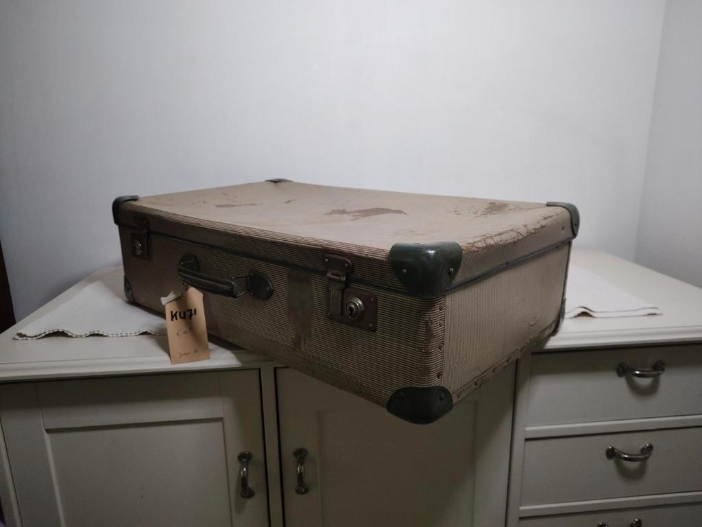 K471 VINTAGE jaren 50 koffer van gesperst karton, 60 tot 70 cm, Overige materialen, Gebruikt, -