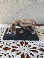 WWF IJsbeer met Jong - Verzilverd Tinnen Beeld, Antiek en Kunst, Ophalen of Verzenden