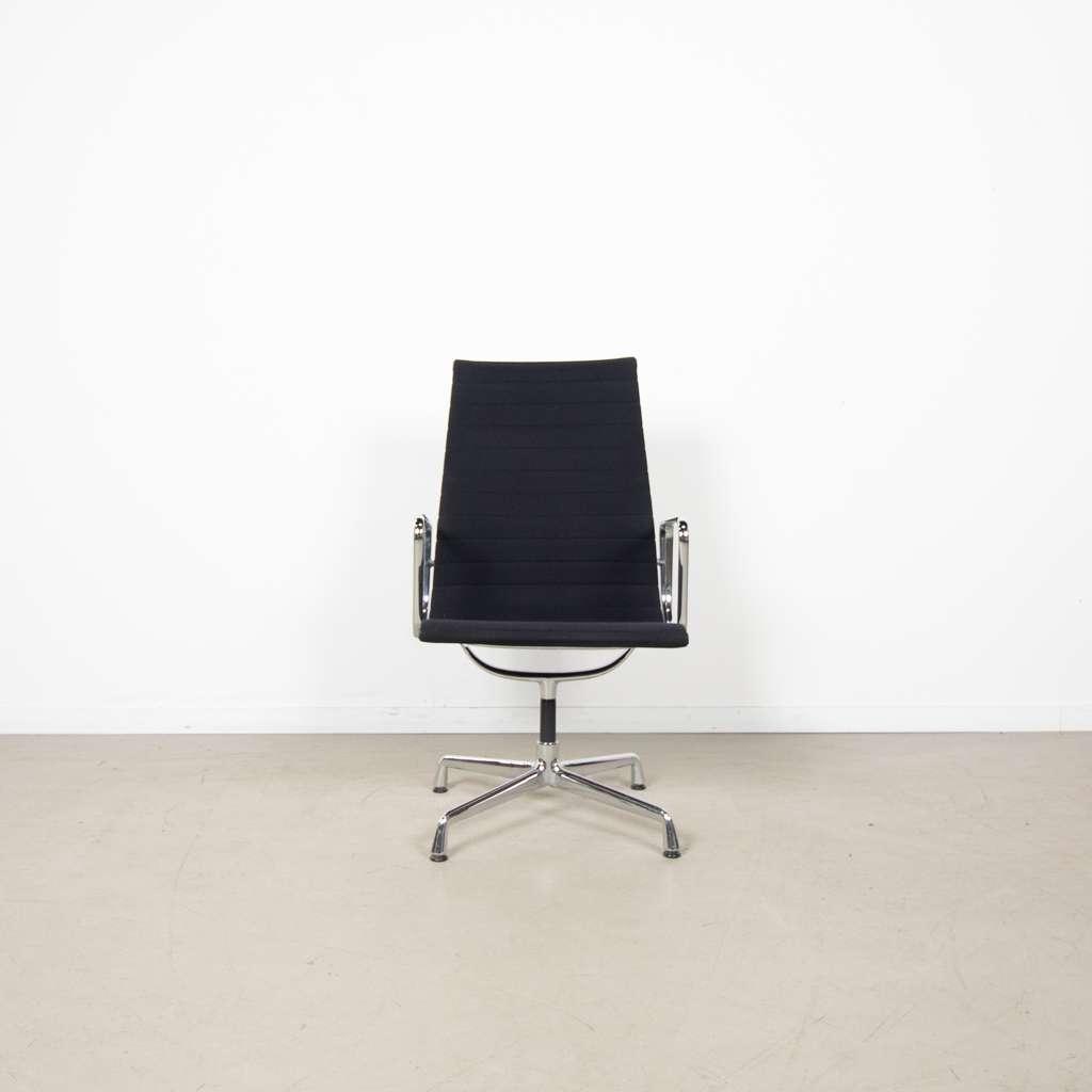 12x Vitra Eames EA112 Bureaustoel Zwart Stof – Chroom, Niet ingevuld, Zwart, Niet ingevuld, Zo goed als nieuw