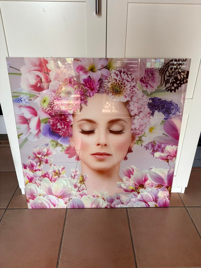 Glas schilderij, Huis en Inrichting, Woonaccessoires | Schilderijen, Tekeningen en Foto's, Ophalen, Zo goed als nieuw, Schilderij