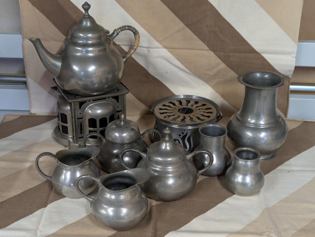 Ouderwetse set tin Kurz Tiel en Daalderop, Antiek en Kunst, Ophalen of Verzenden