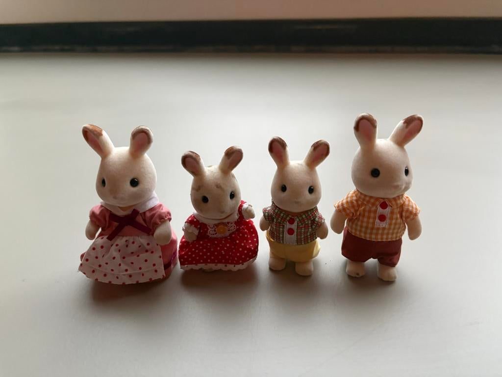 Sylvanian Families Konijnenfamilie - 4 figuren, Ophalen of Verzenden, Gebruikt, Jongen of Meisje