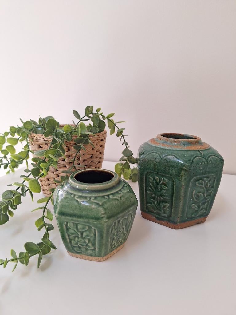 Set vintage Chinese gemberpotten, Shiwan aardewerk, Ophalen of Verzenden