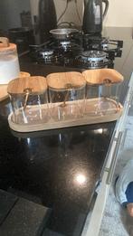 Kruidenpotjes bamboe met lepels, Huis en Inrichting, Woonaccessoires | Etagères, Ophalen of Verzenden, Zo goed als nieuw