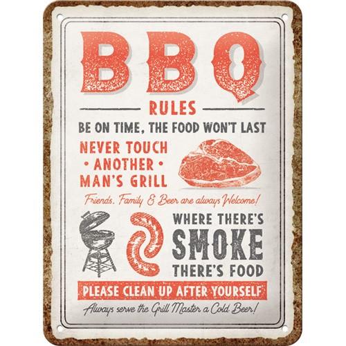 BBQ Rules barbecue relief reclamebord van metaal wandbord, Info@deconoord.nl, Deco Noord, Nieuw, Ophalen of Verzenden