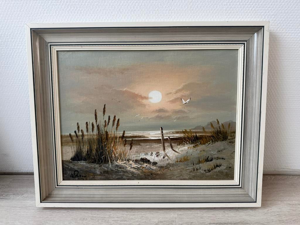 Schilderij duinen en zee, olieverf, Antiek en Kunst, Kunst | Schilderijen | Klassiek, Ophalen