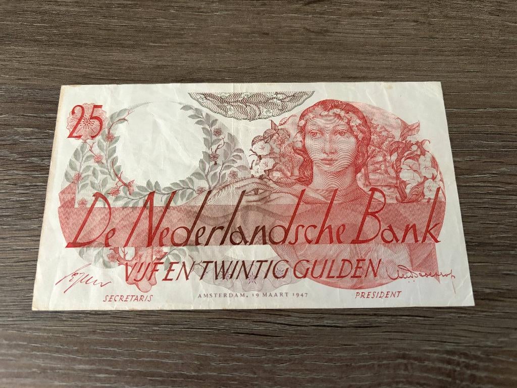 Biljet 25 gulden Flora, 1947, Postzegels en Munten, Bankbiljetten | Nederland, Ophalen of Verzenden, 25 gulden