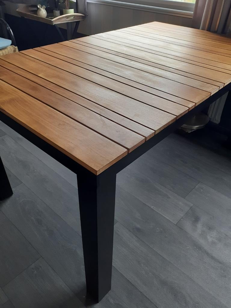 Zgan teak houten terras tafel, Caravans en Kamperen, Ophalen, Zo goed als nieuw