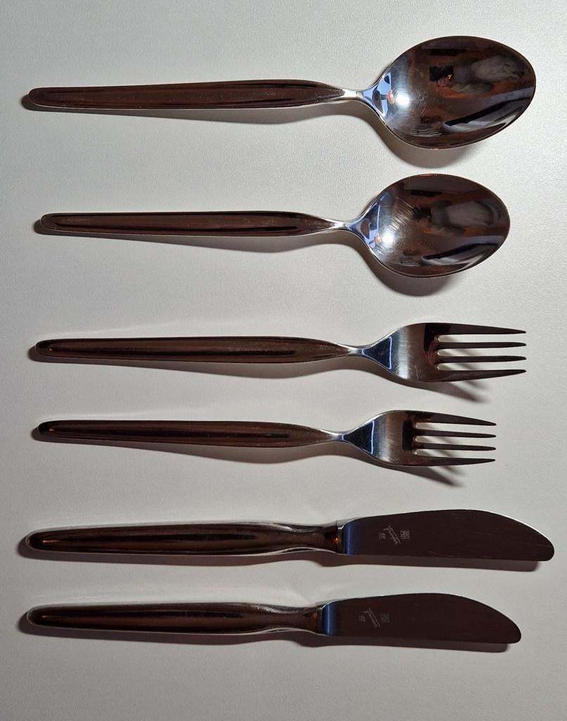 12 Delig verzilverd bestek met toebehoren, Ophalen, Zo goed als nieuw, Vaatwasserbestendig, Zilver