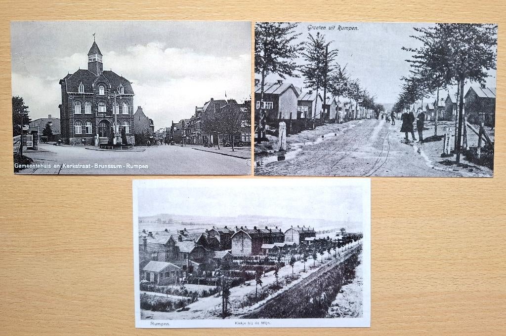 3 foto's van oude afbeeldingen Rumpen (Brunssum), Verzenden, Foto, Nieuw, Voor 1940