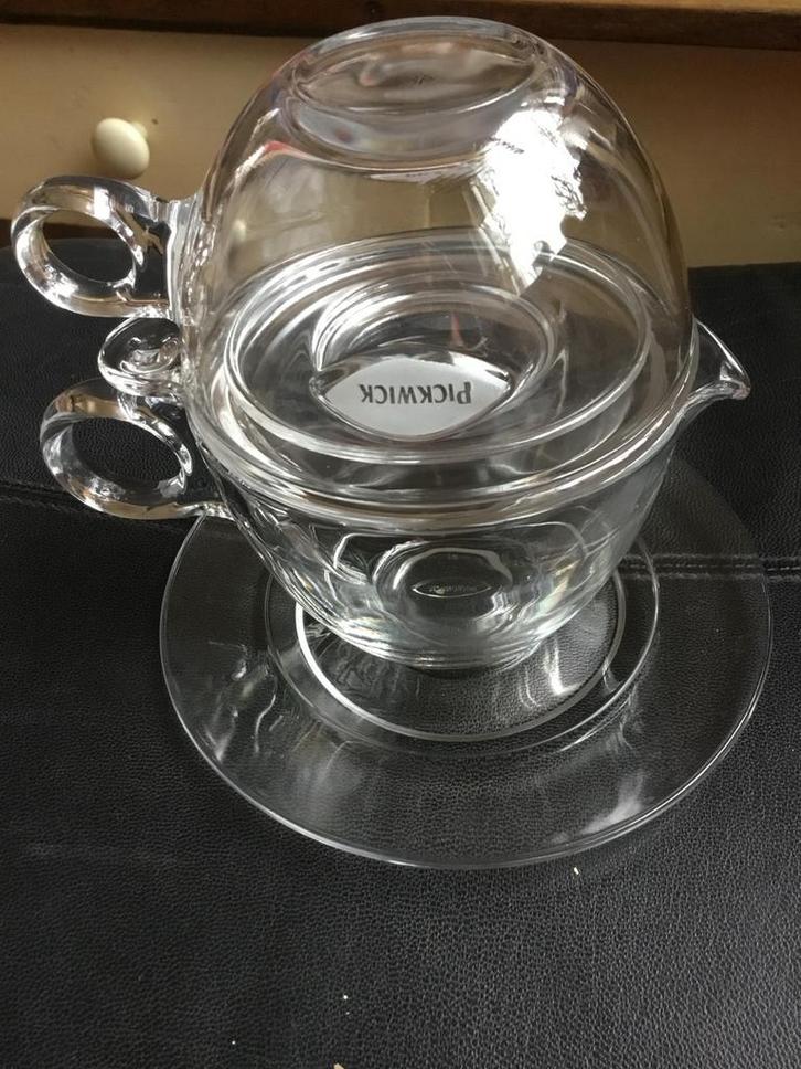 Pickwick theeset 1 persoon, glas, Huis en Inrichting, Keuken | Servies, Zo goed als nieuw, Compleet servies, Effen, Glas, Ophalen of Verzenden