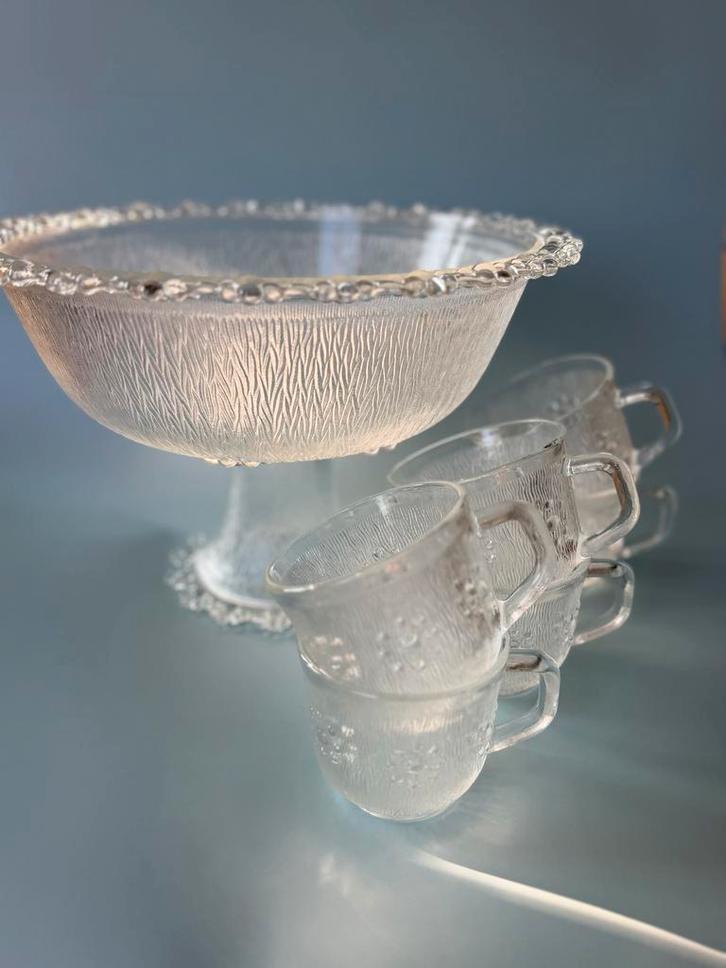 Vintage Masserini Barocco Punchset - Schaaltje en 6 Kopjes, Antiek en Kunst, Antiek | Glas en Kristal, Ophalen of Verzenden