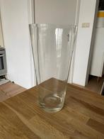 Glazen vaas, taps toelopend, ca 30cm hoog, Wit, Ophalen of Verzenden, Minder dan 50 cm, Glas
