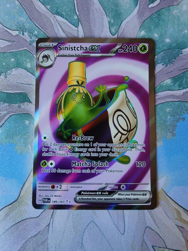 Pokemon twilight masquerade sinistcha ex full art 189/167, Ophalen of Verzenden, Nieuw, Losse kaart, Foil