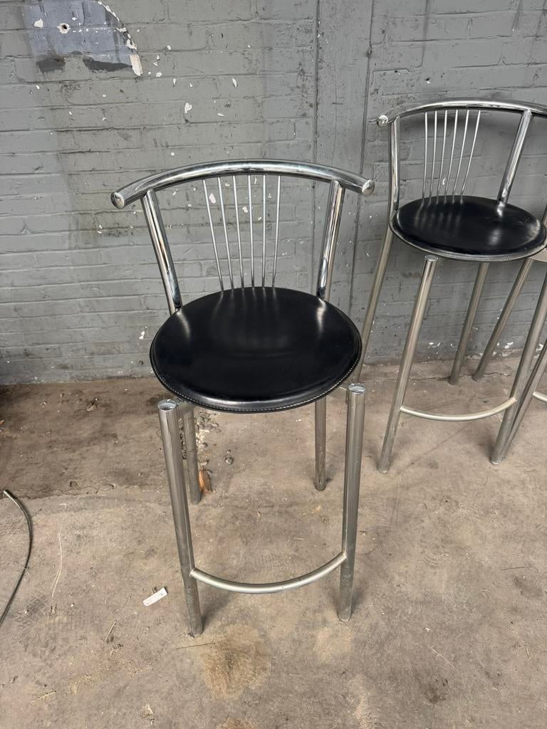 5 Vintage Postmoderne Barkrukken, Met voetsteun, Ophalen of Verzenden, 90 cm of meer, Metaal