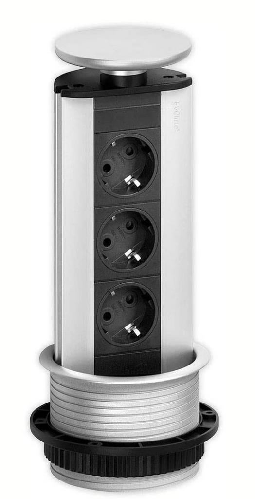 2x Evoline Stekkertoren voor Keuken/Bureau - 3 Stopcontacten, Ophalen of Verzenden, Gebruikt, Stopcontact