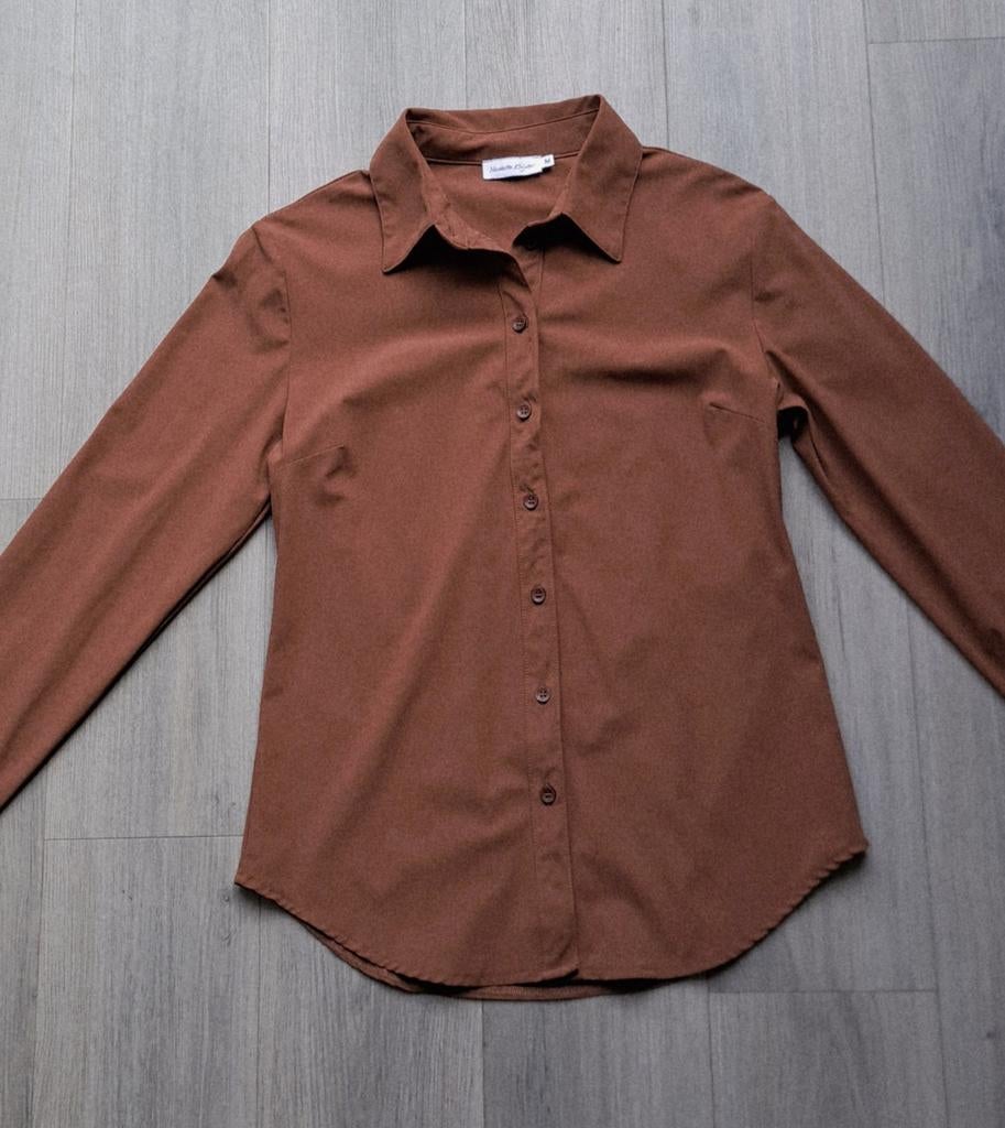 Nicolette Kluijver blouse cognac, Kleding | Dames, Blouses en Tunieken, Maat 38/40 (M), Bruin, Zo goed als nieuw, Nicolette Kluijver