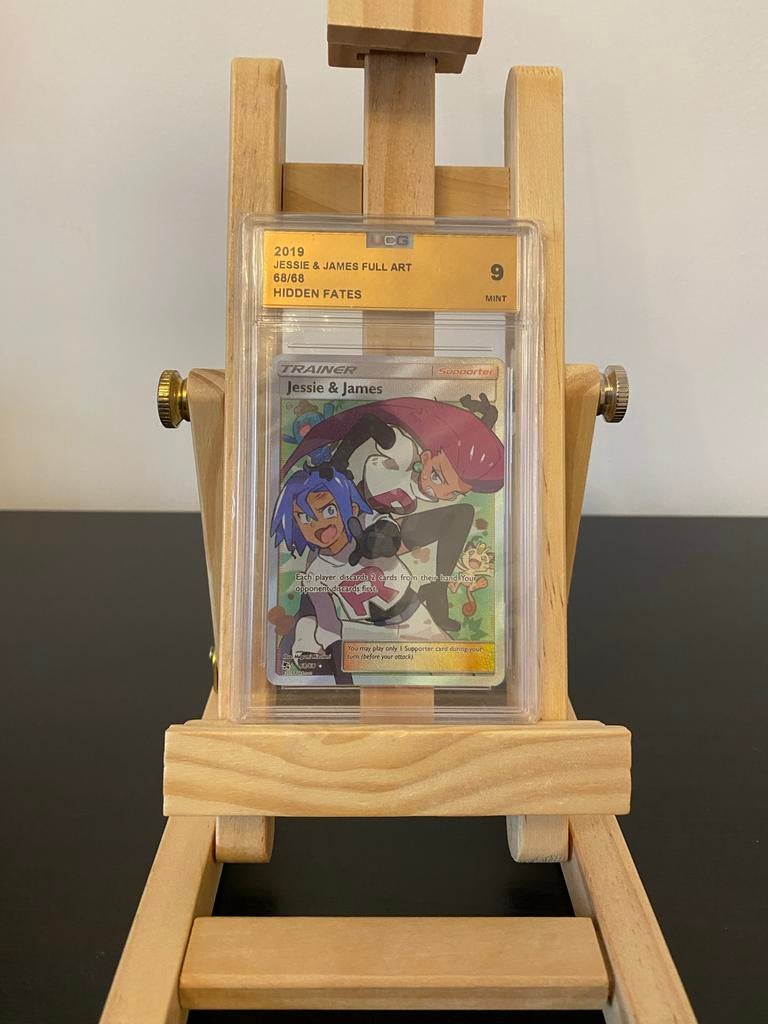Jessie & James Full Art Pokémon kaart UCG 9 Mint, Ophalen of Verzenden, Zo goed als nieuw, Losse kaart, Foil
