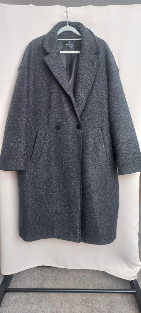 Grijze wollen jas van Stradivarius, Ophalen of Verzenden, Zo goed als nieuw, Grijs